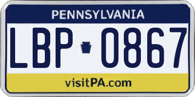 PA license plate LBP0867