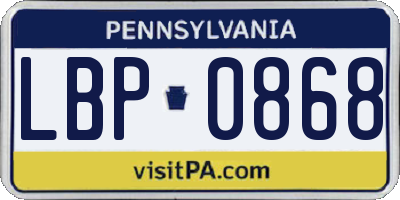 PA license plate LBP0868