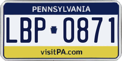 PA license plate LBP0871