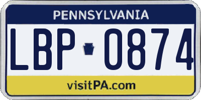 PA license plate LBP0874