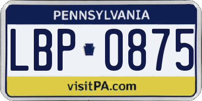 PA license plate LBP0875