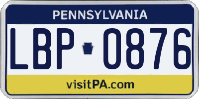 PA license plate LBP0876