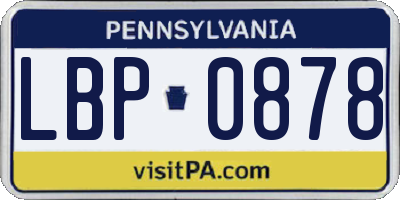 PA license plate LBP0878