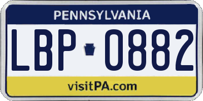 PA license plate LBP0882