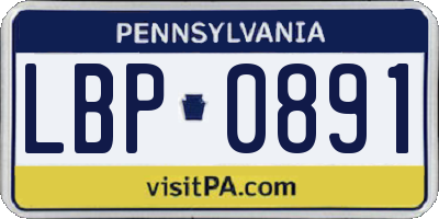PA license plate LBP0891