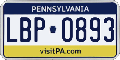 PA license plate LBP0893