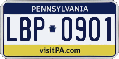 PA license plate LBP0901
