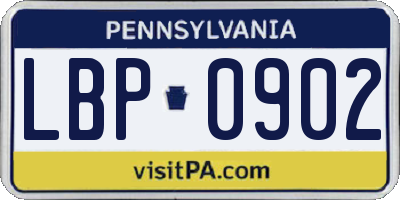 PA license plate LBP0902