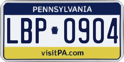 PA license plate LBP0904