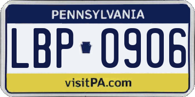 PA license plate LBP0906