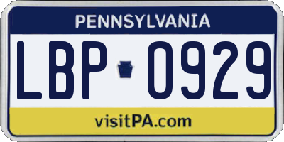 PA license plate LBP0929