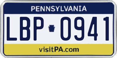 PA license plate LBP0941