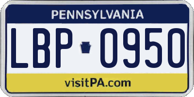 PA license plate LBP0950