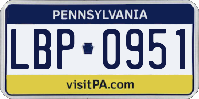 PA license plate LBP0951