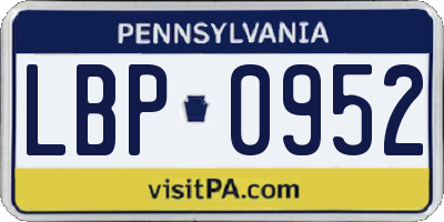 PA license plate LBP0952