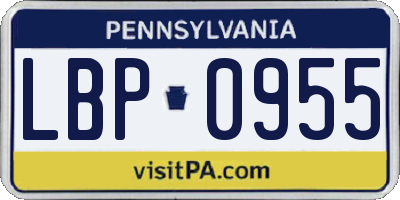 PA license plate LBP0955