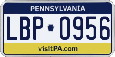 PA license plate LBP0956