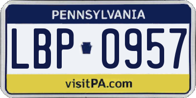 PA license plate LBP0957
