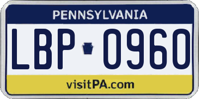 PA license plate LBP0960