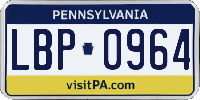 PA license plate LBP0964