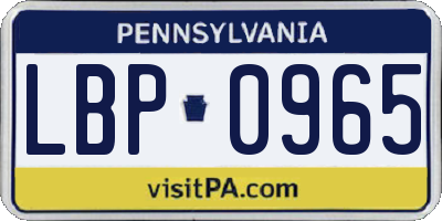 PA license plate LBP0965