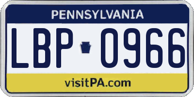 PA license plate LBP0966