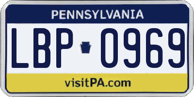 PA license plate LBP0969