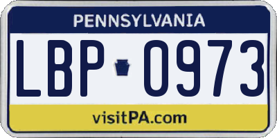 PA license plate LBP0973