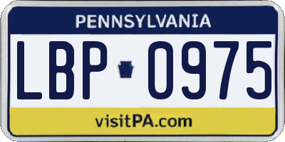 PA license plate LBP0975