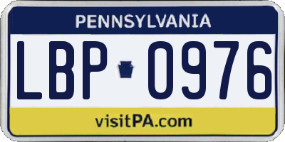 PA license plate LBP0976