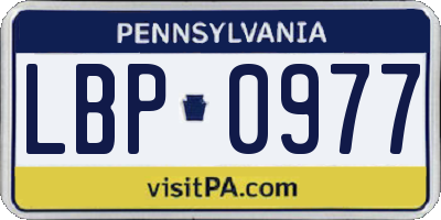 PA license plate LBP0977