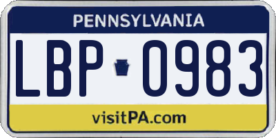 PA license plate LBP0983