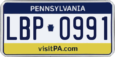 PA license plate LBP0991