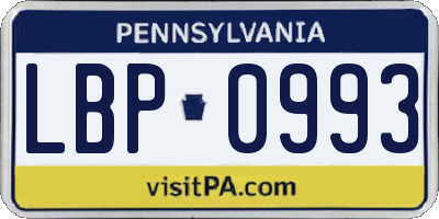 PA license plate LBP0993