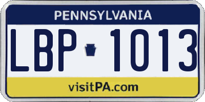 PA license plate LBP1013