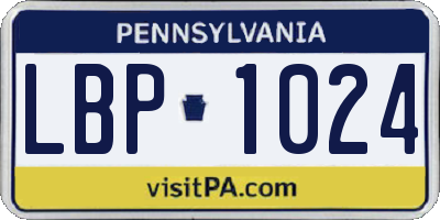 PA license plate LBP1024