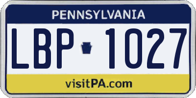 PA license plate LBP1027