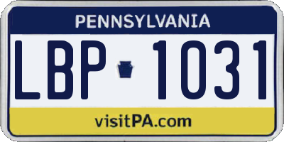 PA license plate LBP1031