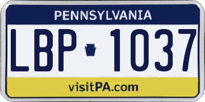 PA license plate LBP1037