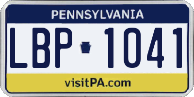 PA license plate LBP1041