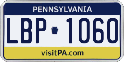 PA license plate LBP1060