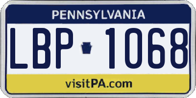 PA license plate LBP1068