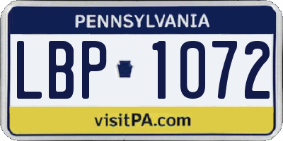 PA license plate LBP1072
