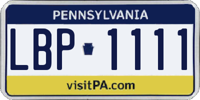 PA license plate LBP1111