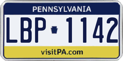PA license plate LBP1142