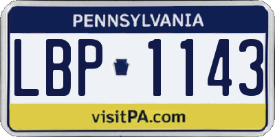 PA license plate LBP1143