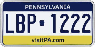 PA license plate LBP1222