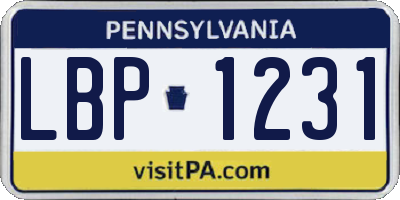 PA license plate LBP1231