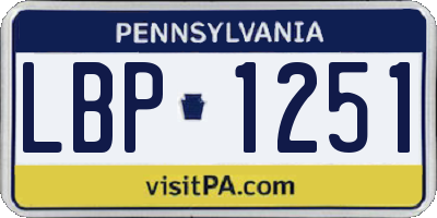 PA license plate LBP1251