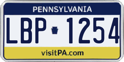 PA license plate LBP1254